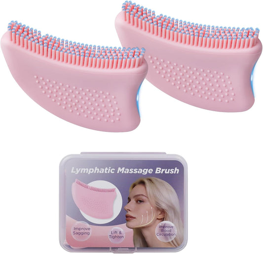 Silicone Lymphatic Contour Face Brush and Drainage Massager,2Pcs